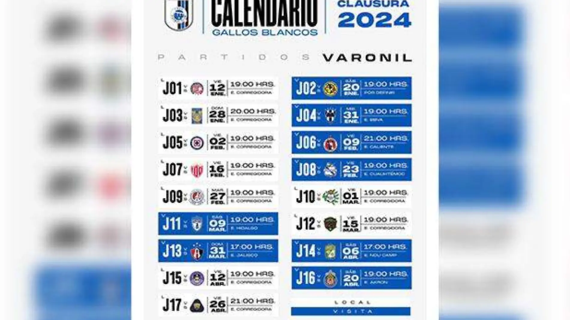 Calendario Gallos